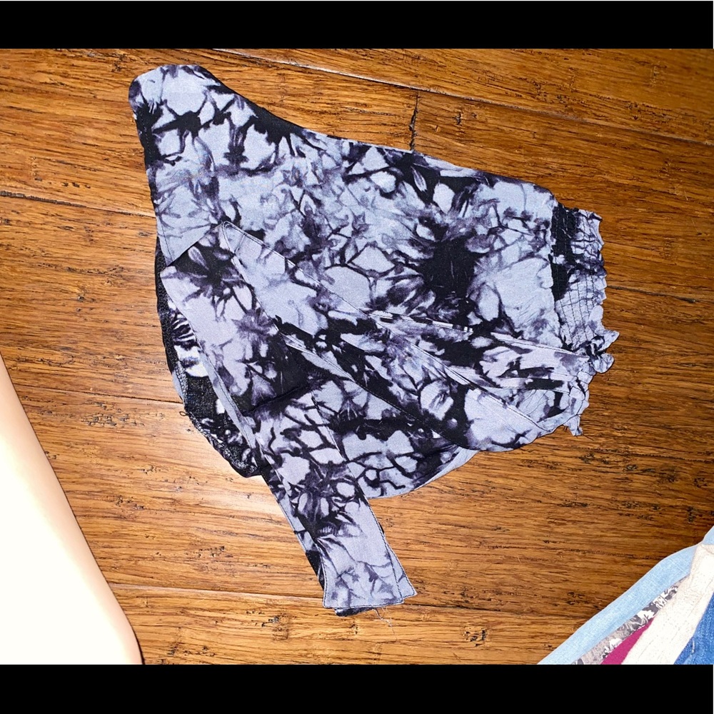 Black and Gray Marble Shorts with Tie